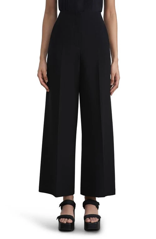 Lafayette 148 New York Franklin Finesse Crepe Ankle Wide Leg Pants Black at Nordstrom,