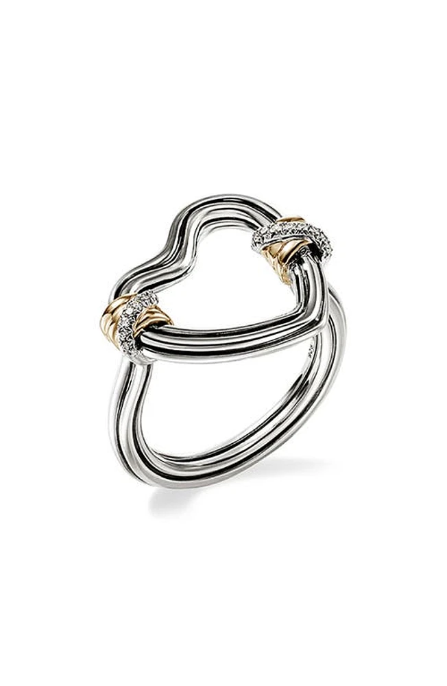 John Hardy Bamboo Collection Heart Ring in Silver And Gold at Nordstrom, Size 7