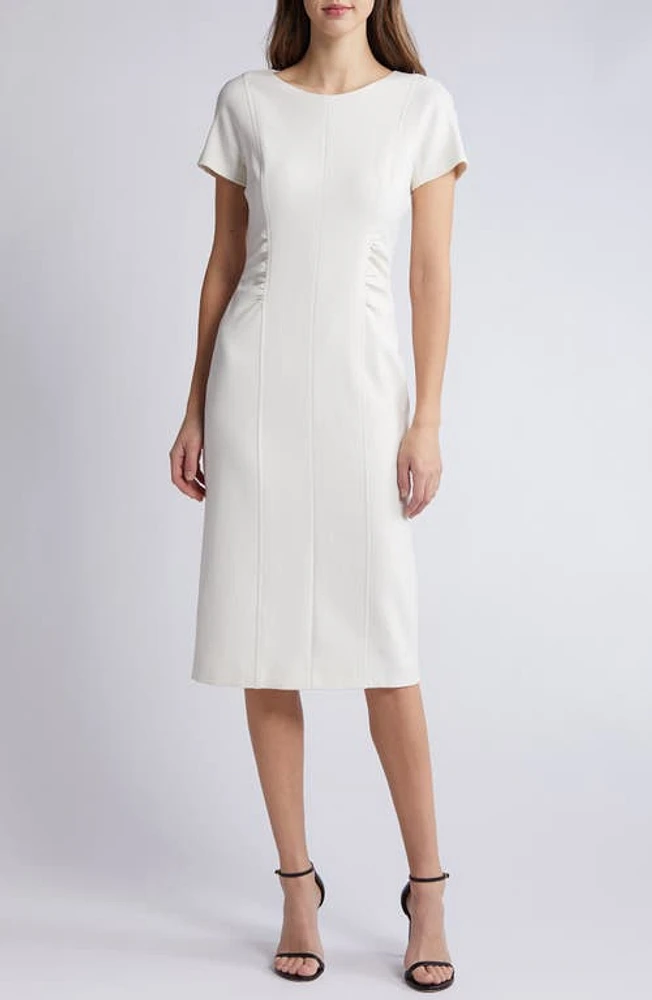 BOSS Dakela Ruched Sheath Dress Soft Cream at Nordstrom,