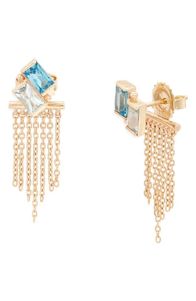 Anzie Deux Carré Topaz Fringe Drop Earrings in Blue Topaz at Nordstrom