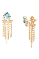 Anzie Deux Carré Topaz Fringe Drop Earrings in Blue Topaz at Nordstrom