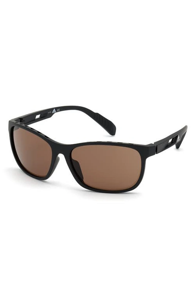 adidas 62mm Square Sunglasses in Matte Black/Brown at Nordstrom