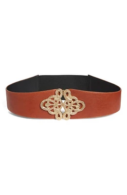 Raina Christian Snake Leather Belt in Coganc/Gold at Nordstrom, Size Medium