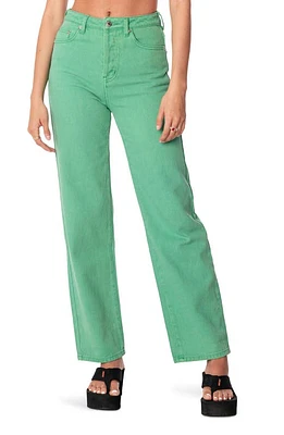 EDIKTED Willa High Waist Wide Leg Jeans Green at Nordstrom,