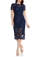 Dress the Population Lia Sequin & Flower Appliqué Sheath Navy at Nordstrom,