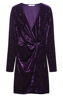 MANGO Knot Long Sleeve Crushed Velvet Dress in Purple at Nordstrom, Size 2