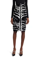 Alaïa Animal Stripe Slashed Knit Pencil Skirt Blanc/Noir at Nordstrom, Us