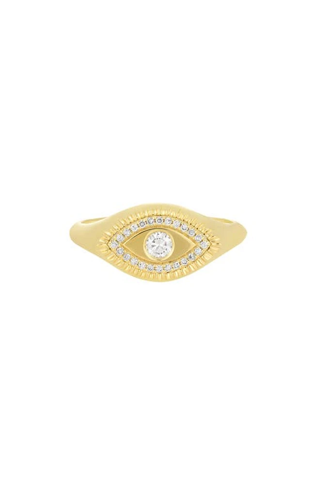 EF Collection Evil Eye Diamond Signet Ring in 14K Yellow Gold at Nordstrom, Size 3.5