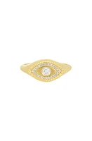 EF Collection Evil Eye Diamond Signet Ring in 14K Yellow Gold at Nordstrom, Size 3.5