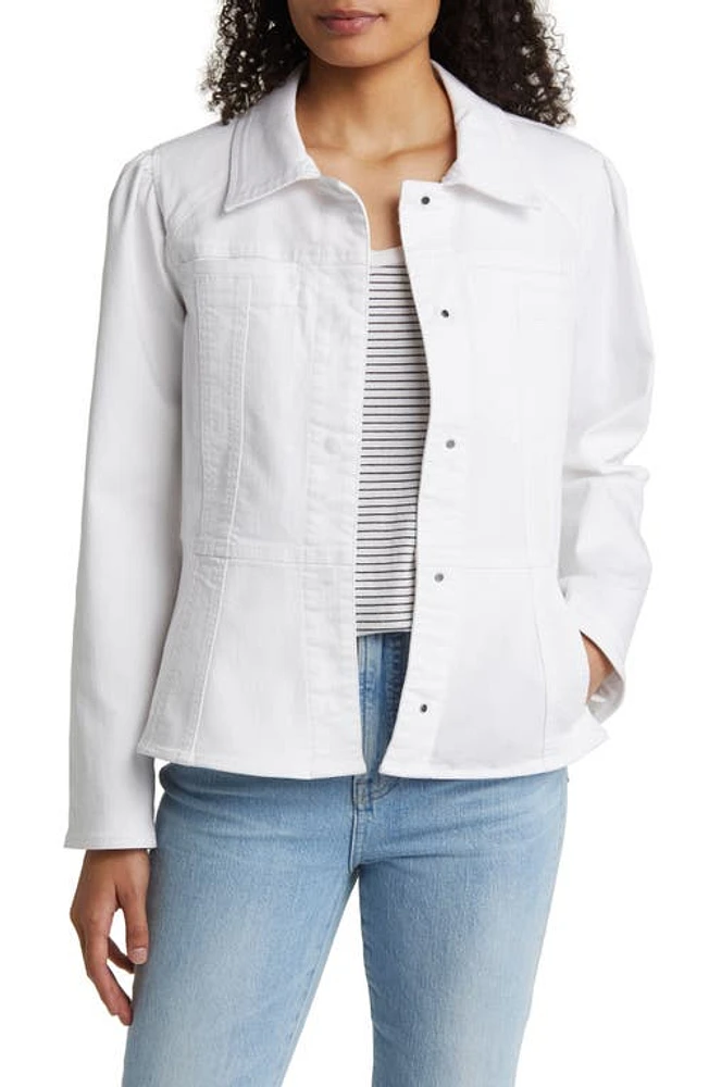 Wit & Wisdom Peplum Denim Jacket Optic White at Nordstrom,