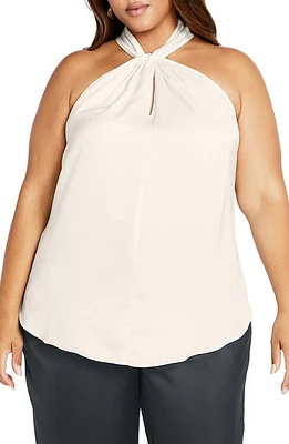 City Chic Sexy Twist Sleeveless Top Oat at