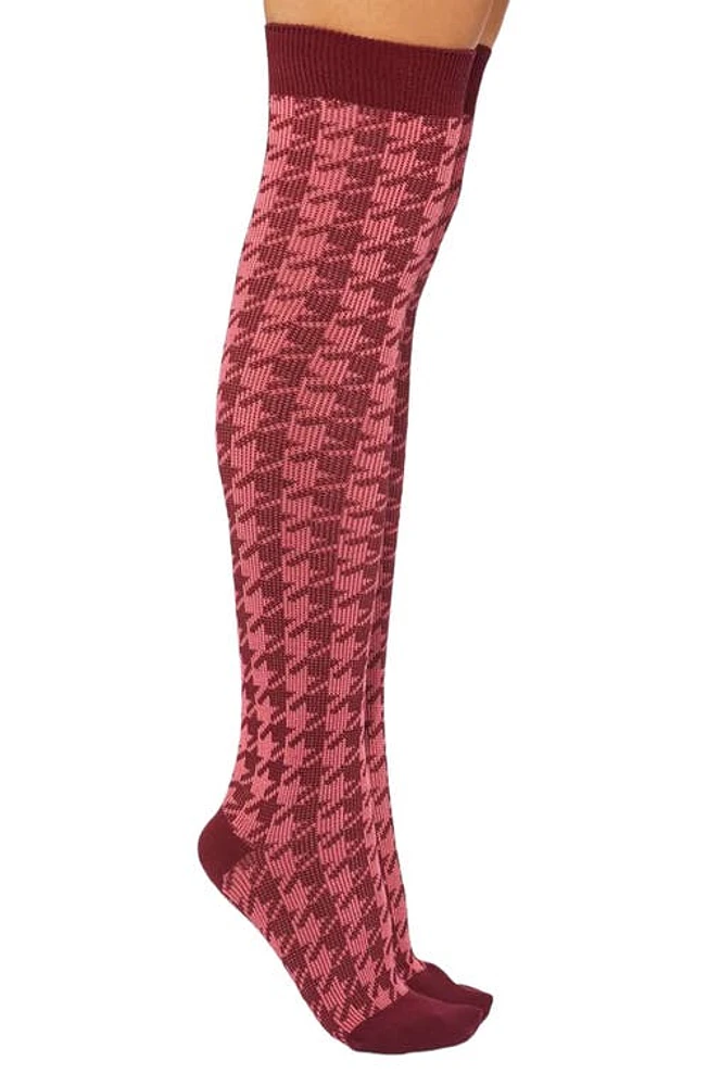 HIGH HEEL JUNGLE Houndstooth Crew Socks in Ras at Nordstrom