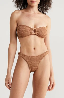 Hunza G Gloria O-Ring Seersucker Two-Piece Swimsuit in Metallic Cocoa at Nordstrom