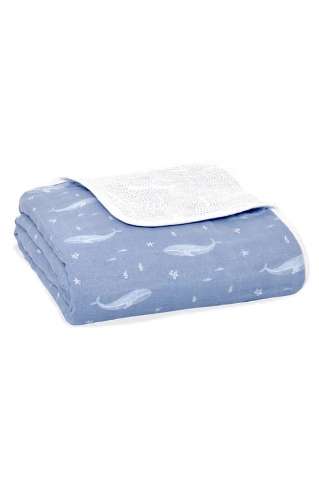 aden + anais Dream Organic Cotton Muslin Blanket in Oceanic Blue at Nordstrom