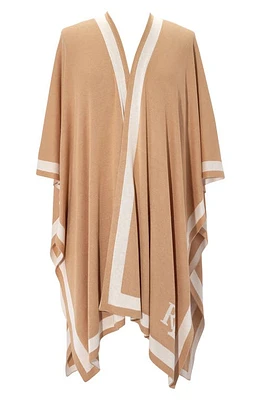 Lauren Ralph Lauren Logo Stripe Ruana in Birch Tan at Nordstrom