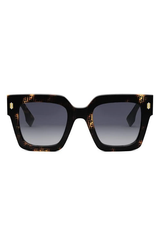 'Fendi Roma 50mm Square Sunglasses in Havana /Gradient Smoke at Nordstrom