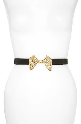 Raina Harvey Horse Clasp Leather Belt in Black at Nordstrom