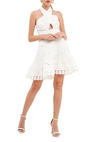 Endless Rose Halter Lace Trim Cotton & Linen Minidress at Nordstrom,