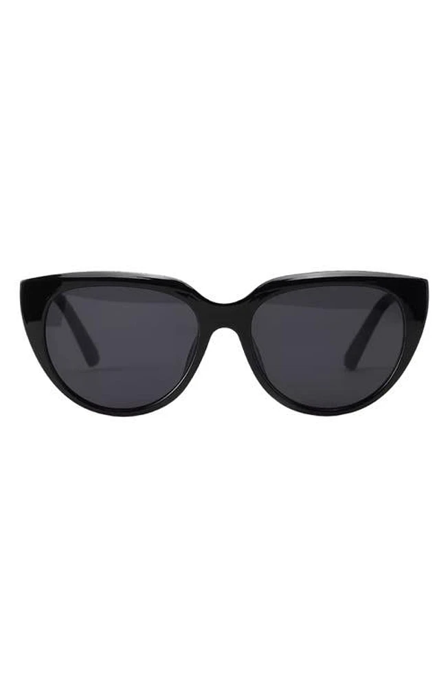 Fifth & Ninth Pepper 56mm Polarized Cat Eye Sunglasses in Black/Black at Nordstrom