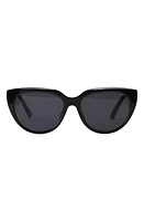 Fifth & Ninth Pepper 56mm Polarized Cat Eye Sunglasses in Black/Black at Nordstrom