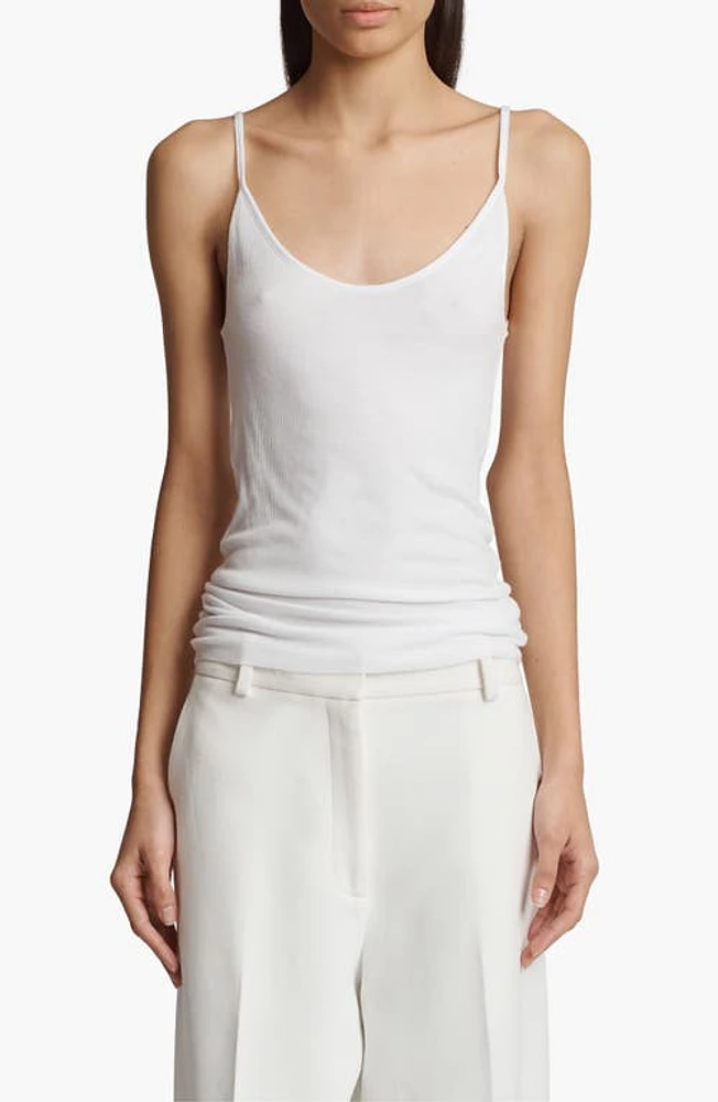 Khaite Selee Scoop Neck Rib Camisole in White at Nordstrom, Size X-Large