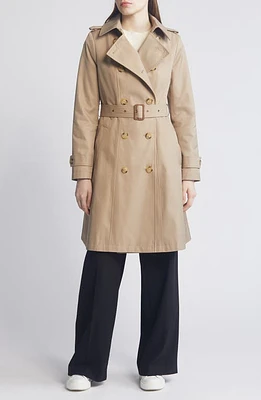 Lauren Ralph Water Resistant Belted Double Breasted Trench Coat Birch Tan at Nordstrom,