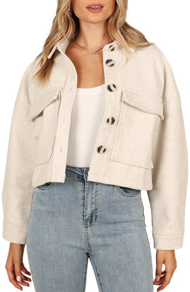 Petal & Pup Liliana Double Pocket Crop Fleece Jacket Cream at Nordstrom,