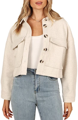 Petal & Pup Liliana Double Pocket Crop Fleece Jacket Cream at Nordstrom,