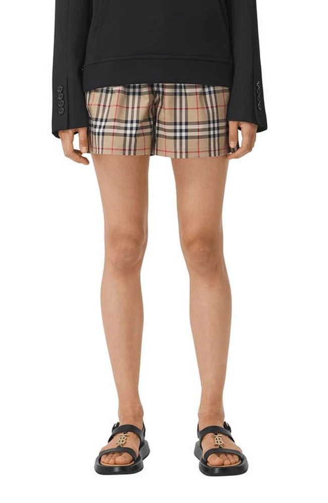 burberry Audrey Check Side Stripe Stretch Cotton Shorts Archive Beige Ip Chk at Nordstrom,