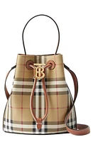 burberry Mini TB Coated Canvas Bucket Bag in Vintage Chk/Briar Brown at Nordstrom