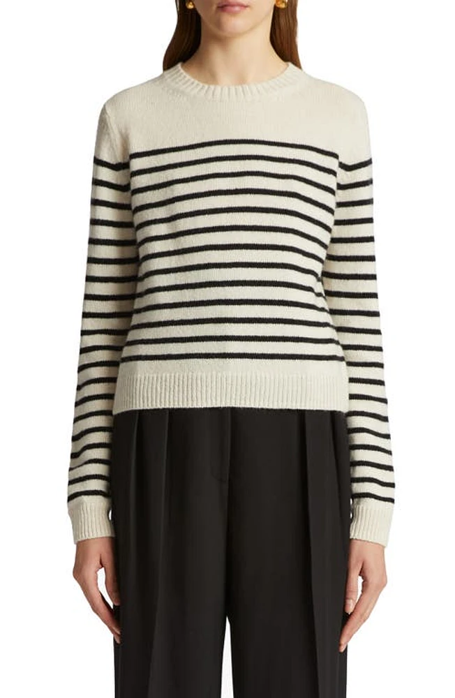 Khaite Diletta Cashmere Crewneck Sweater Magnolia /Black at Nordstrom,