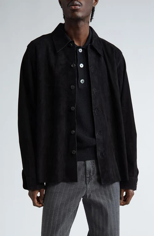 OUR LEGACY Welding Leather Button-Up Shirt Lithe Black Suede at Nordstrom, Us