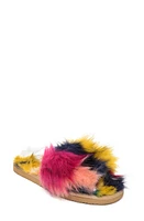 Minnetonka Lolo Faux Fur Slide Sandal Navy Unicorn at Nordstrom,