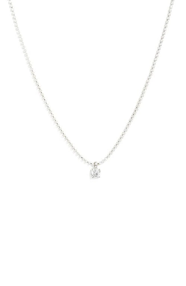 Nordstrom Cubic Zirconia Pendant Tennis Necklace in Clear- Silver at Nordstrom