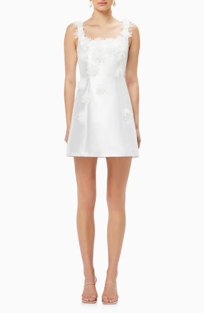 Elliatt Elder Floral Appliqué Minidress Ivory at Nordstrom,