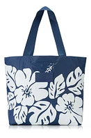 Aloha Collection Hibiscus Water Resistant Tyvek Tote in White/Navy at Nordstrom