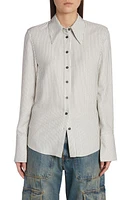 Golden Goose Journey Collection Slim Fit Stripe Button-Up Shirt in Arctic Wolf/Black at Nordstrom, Size Large