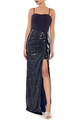 LIKELY Gigi Mixed Media Gown in Navy at Nordstrom, Size 0