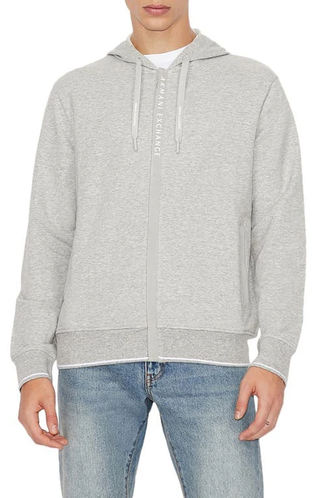 Armani Exchange Full Zip Logo Hoodie Grey at Nordstrom,