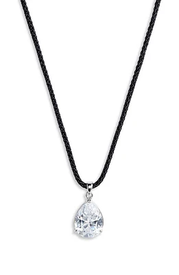 ROXANNE ASSOULIN Crystal Teardrop Pendant Necklace in Rhodium/Black/Clear Cz at Nordstrom