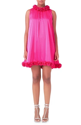 Endless Rose Rosette Trim Shift Minidress Fuchsia at Nordstrom,