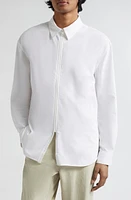 POST ARCHIVE FACTION 6.0 Textured Zip Front Shirt Right White at Nordstrom,