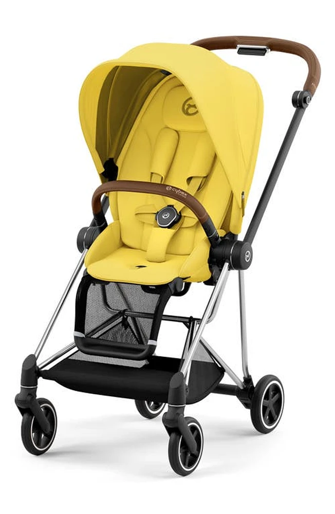 CYBEX MIOS 3 Compact Lightweight Stroller with Chrome/Brown Frame in Mustard Yellow at Nordstrom