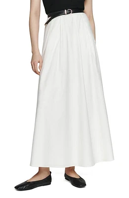 Reformation Lucy Pleated Stretch Organic Cotton Maxi Skirt in White at Nordstrom, Size 12