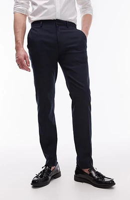 Topman Skinny Fit Textured Pants Navy at Nordstrom, X