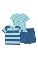 Little Me Sailboat T-Shirts & Shorts 3-Piece Set Blue at Nordstrom,