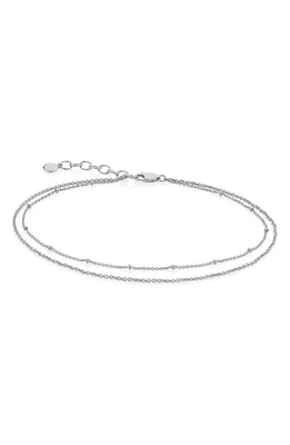 Monica Vinader Beaded Double Strand Anklet in Silver at Nordstrom