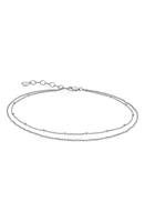 Monica Vinader Beaded Double Strand Anklet in Silver at Nordstrom