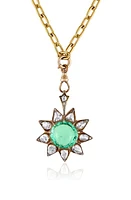 Mindi Mond Colombian Emerald & Diamond Sunburst Pendant Necklace in Yellow Gold at Nordstrom, Size 22