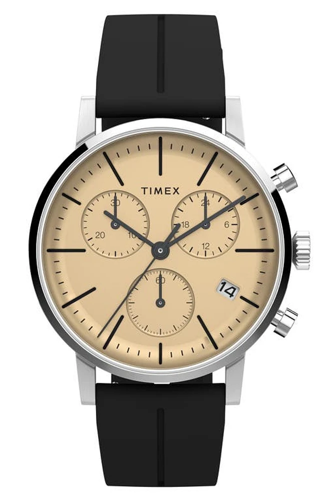 Timex Midtown Chronograph Silicone Strap Watch, 40mm in Black at Nordstrom